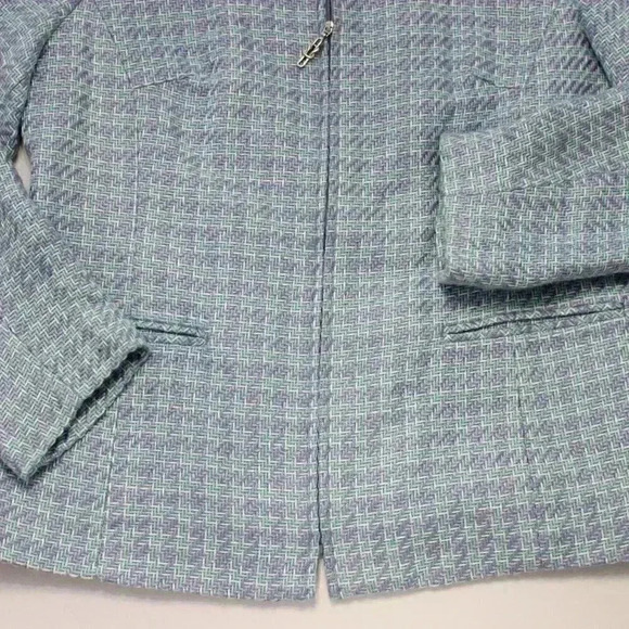Vintage Sag Harbor Size 10 Herringbone Knit Periwinkle Blue Blazer Jacket Coat - Picture 4 of 13